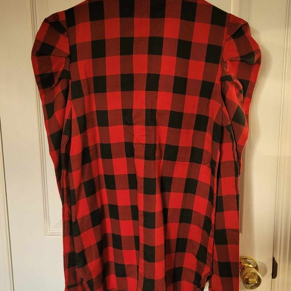 Badgley Mischka Button Down Plaid Shirt With Sleeve Detail - NEW - Size XS - Picture 3 of 5